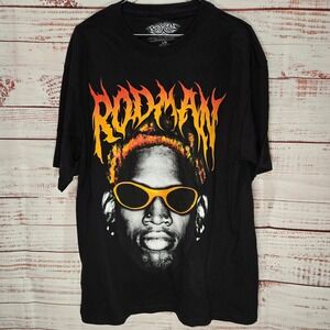 Dennis Rodman Rodzilla NWOT Graphic T-Shirt Mens Large Black Cotton Short Sleeve
